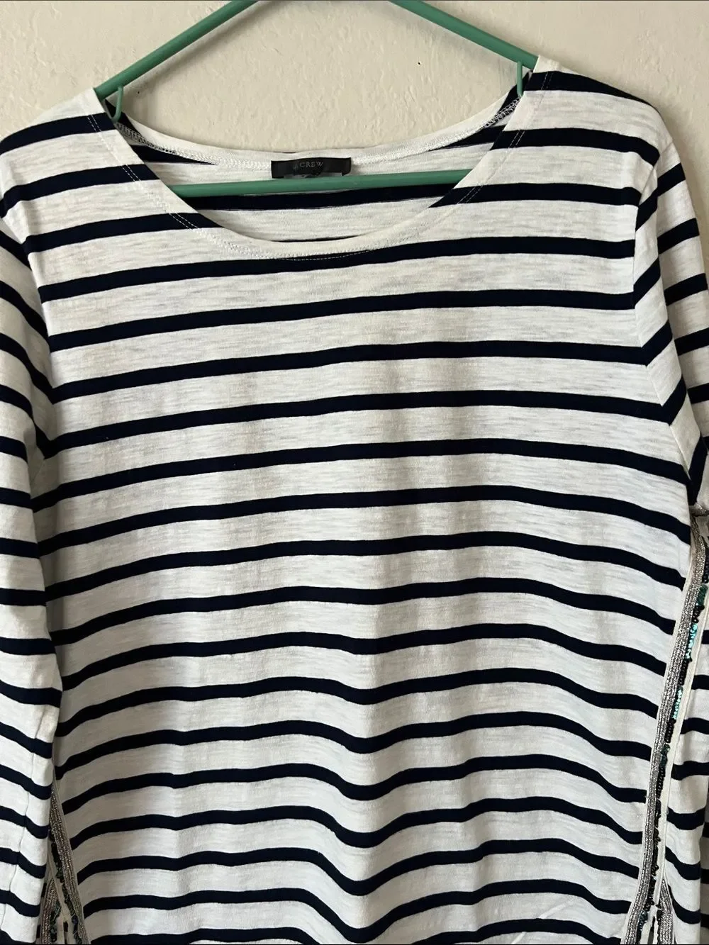 EUC J.CREW Striped 3/4 Sleeve White/Black Size Unknown